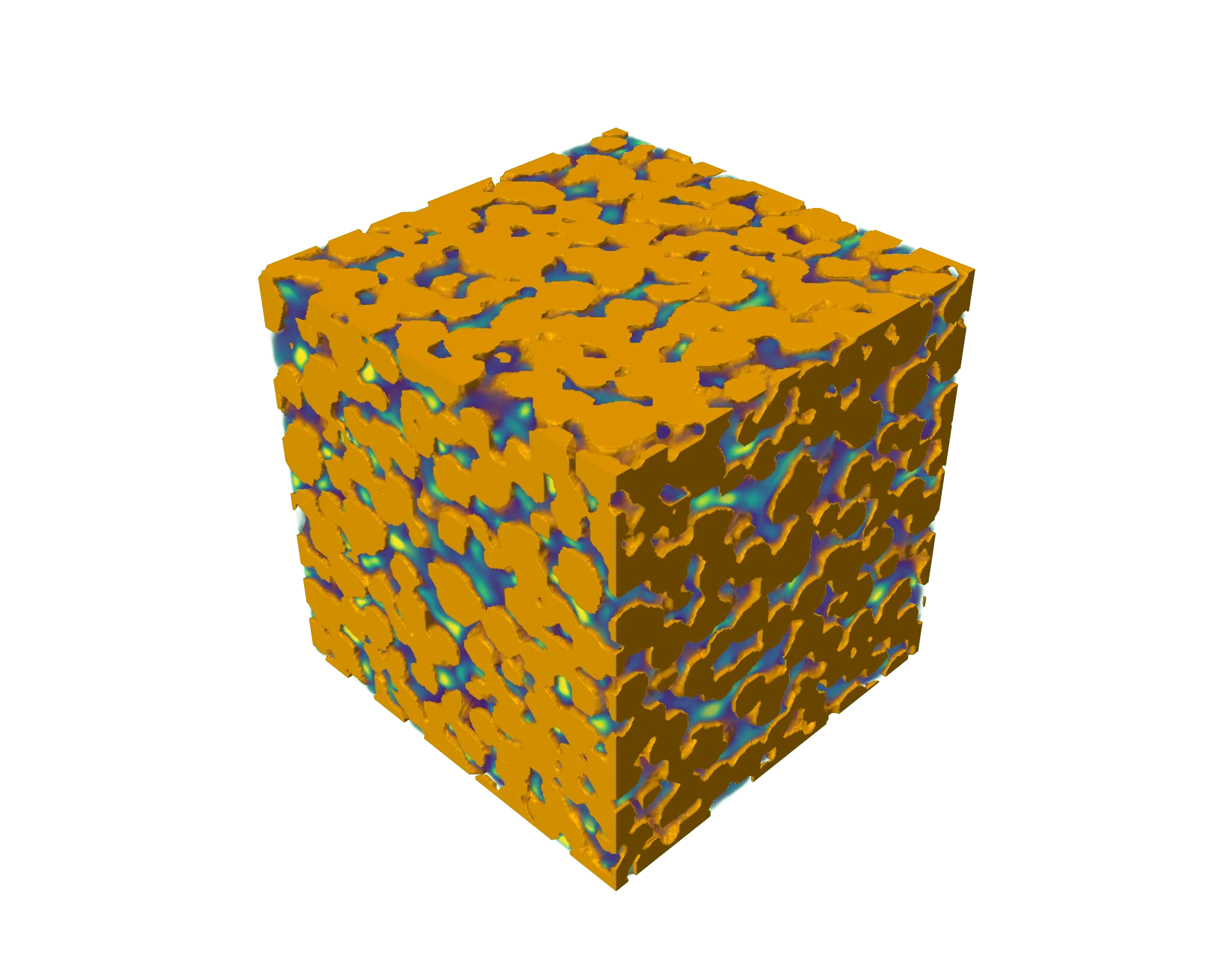 Visualization of a 3D digital rock model reconstructed from tomography image datasets using DRL Studio.