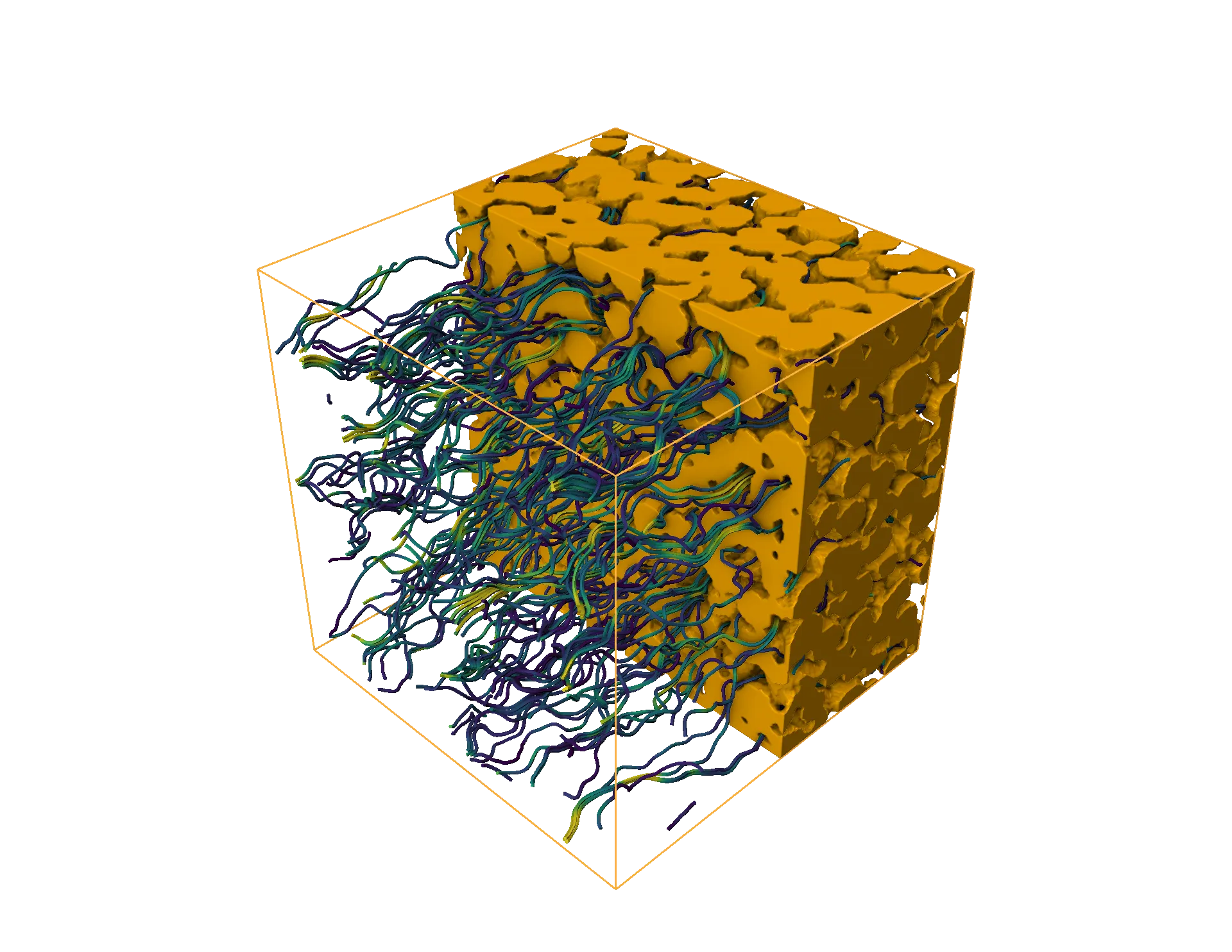 Visualization of a 3D digital rock model reconstructed from tomography image datasets using DRL Studio.