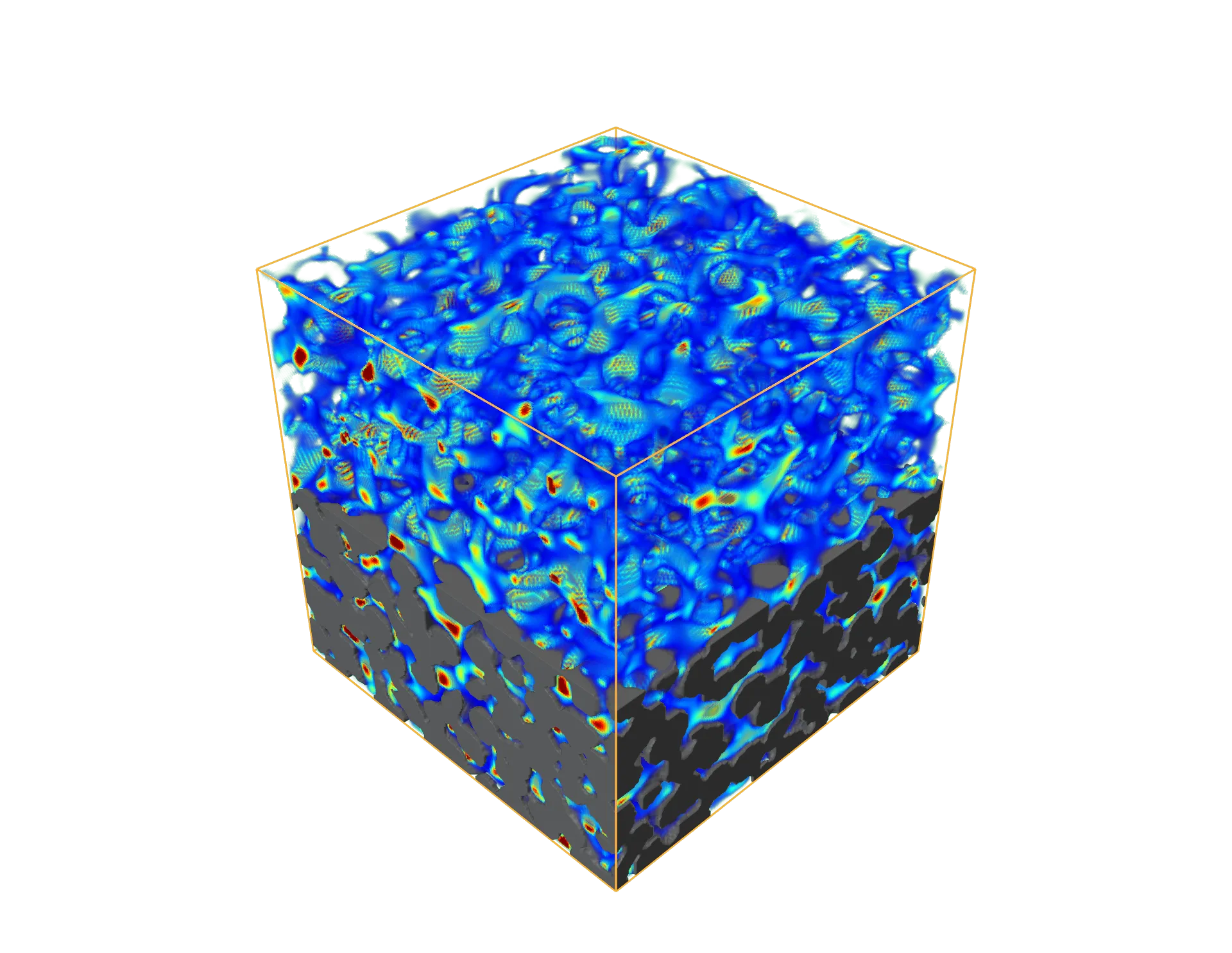Visualization of a 3D digital rock model reconstructed from tomography image datasets using DRL Studio.